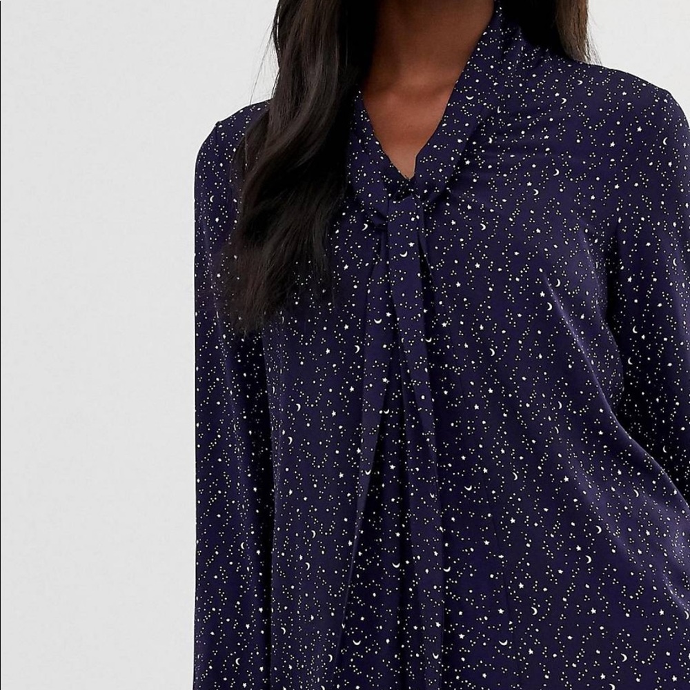 Glamorous Tall blouse with pussybow in star print